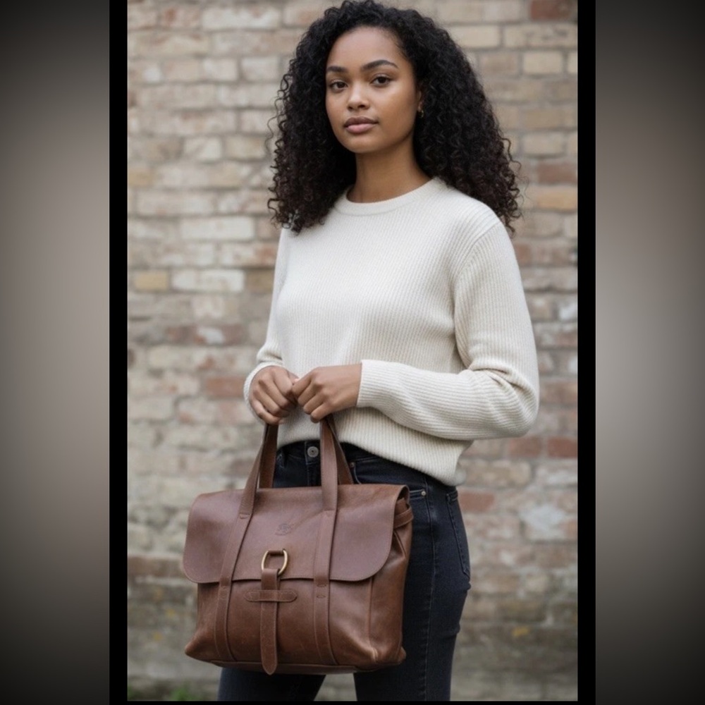 IL BISONTE VINTAGE LEATHER BAG Natural Patina ITALY Brown FAST SHIPPING 3346-4 - Picture 16 of 16